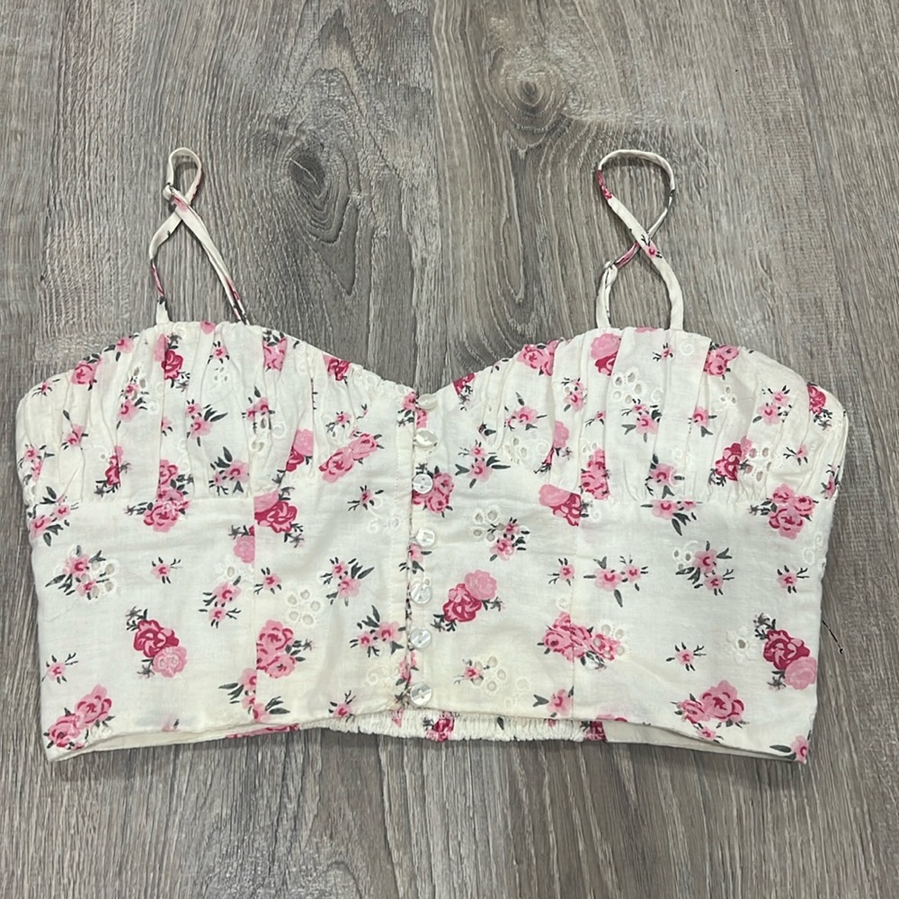 Zara floral eyelet crop top